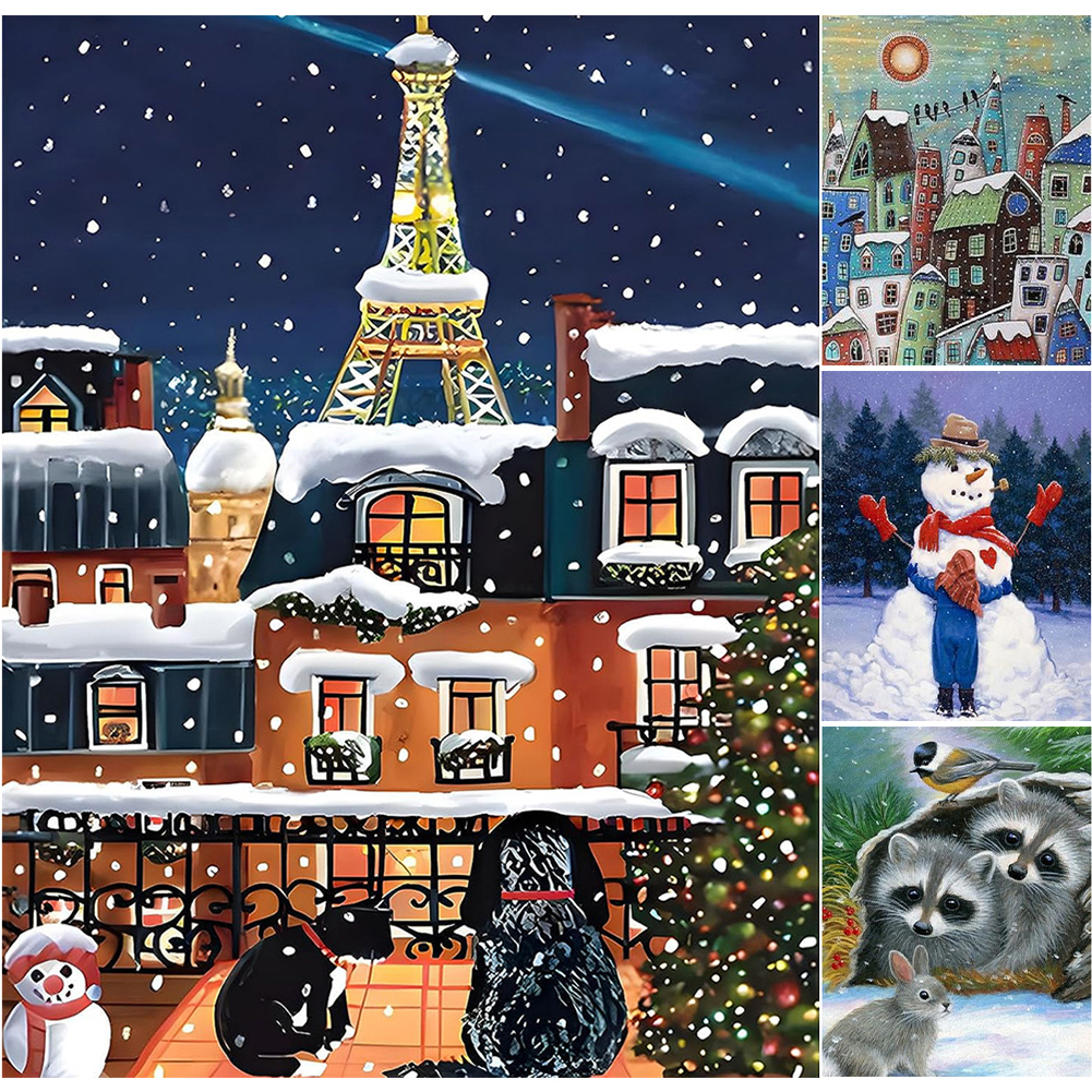 Diamond Painting Kits Full Square Drill Winter Diamond Arts Snow Pattern  for Home Wall Decor, 30x40cm/11.8x15.7in