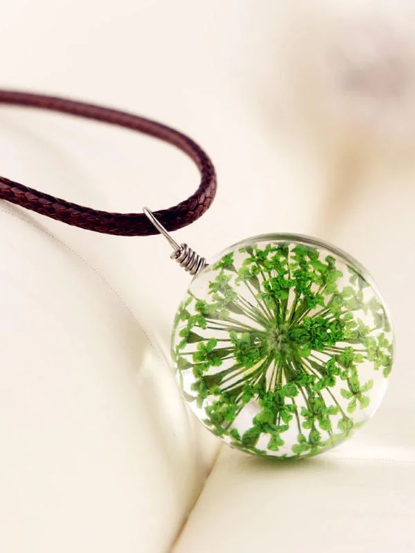 VChics Four Leaf Clover&Timeless Flower&Dandelion Handmade Necklace