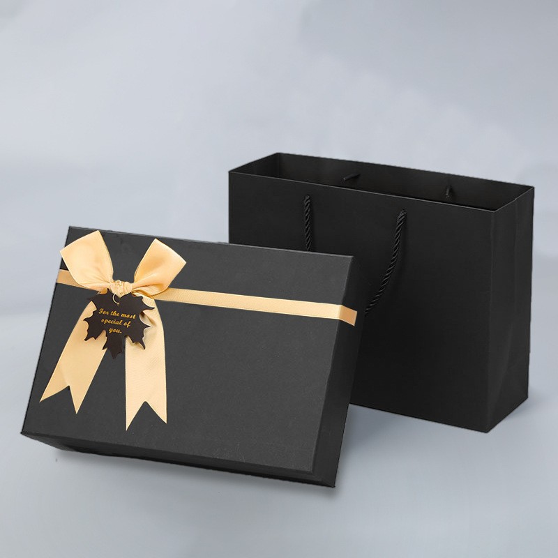 Black Gift Boxes with Gold Ribbon & Raffia Paper Shreds (3 Sizes) for Sex Toys Luxury Gift Box for Christmas, Birthday, Anniversary By Rose Toy