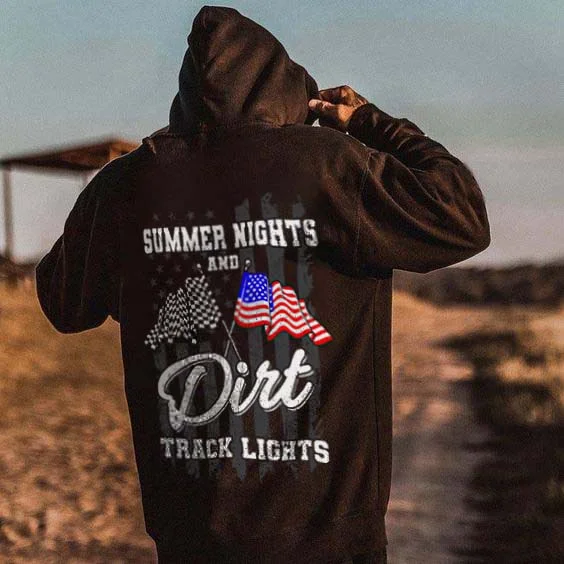 Summer Nights And Dirt Track Lights Printed Men's Hoodie - Devcarry