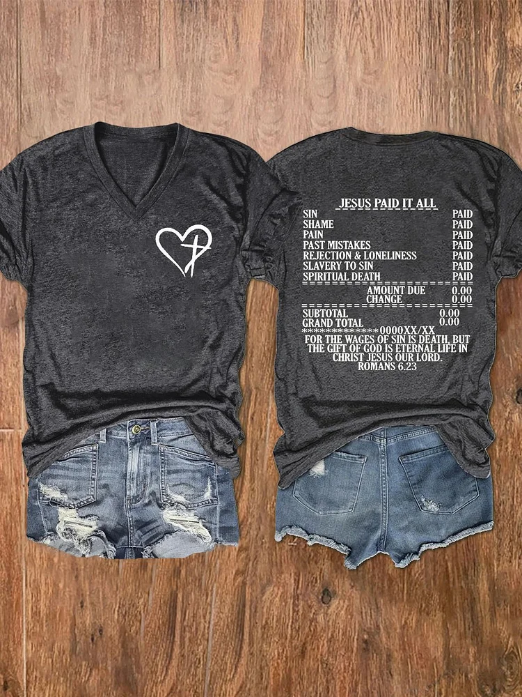 Women's Faith Jesus Paid It All Tee socialshop