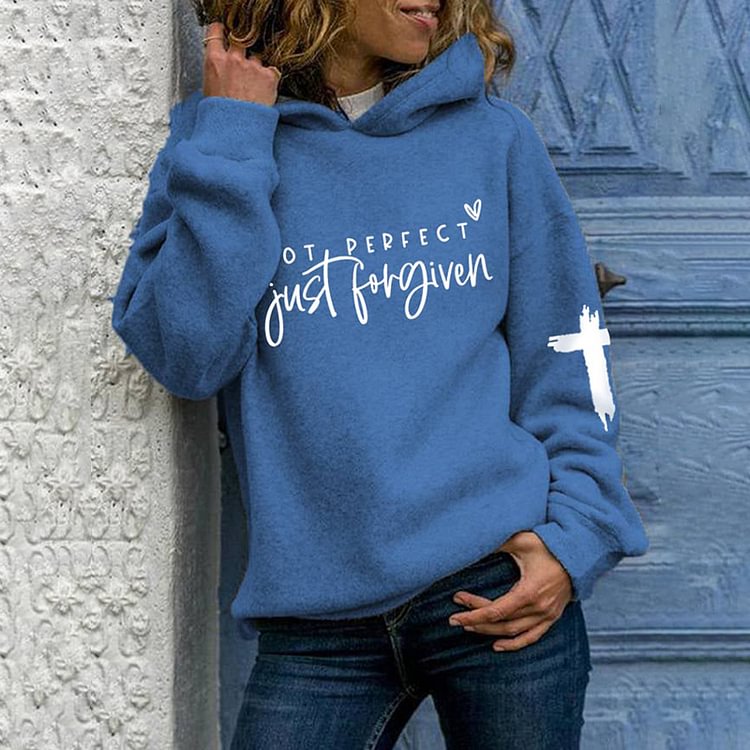 Comstylish Not Perfect Just Forgiven Inspiration Casual Hoodie