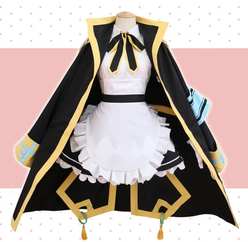 Hololive Youtuber Kagura Mea Cosplay Costume Women's Cute Maid Dress+Coat+Hat Halloween Carnvial Uniforms