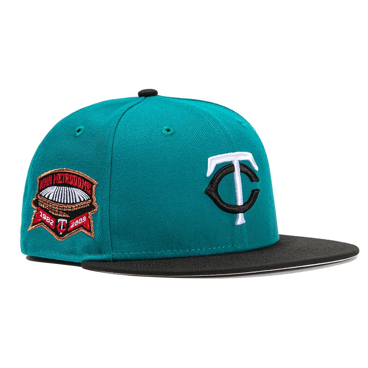New Era 59Fifty Top 30 Minnesota Twins Metrodome Patch Hat - Teal, Black QueenFunky