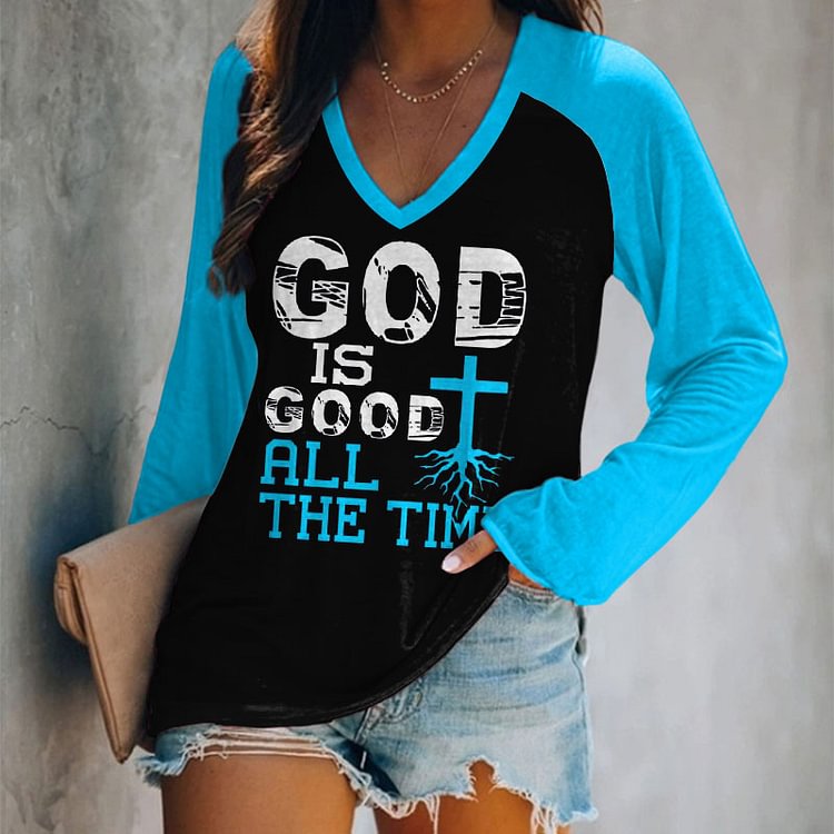 VChics God Is Good All The Time Printed T-Shirt