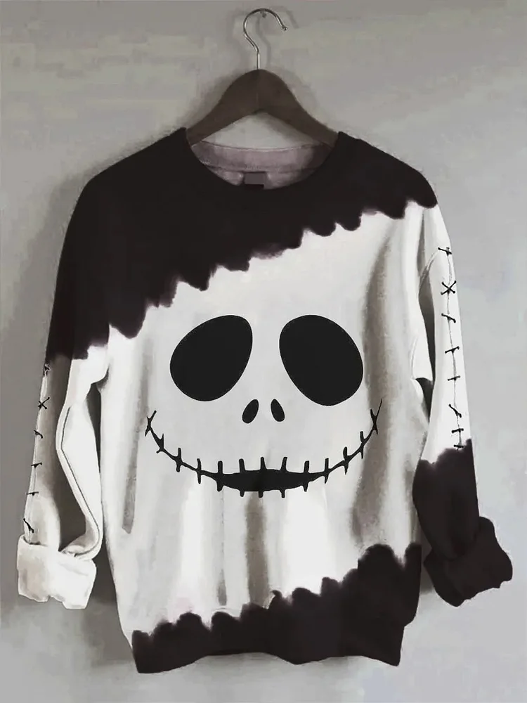 Plus Size Women's Halloween Peek Monster Print Sweatshirt VangoghDress