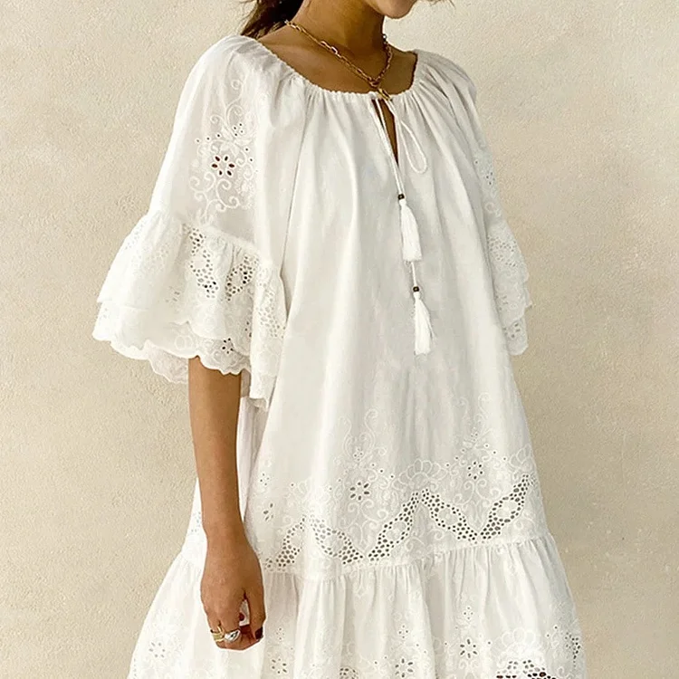 Women's Loose Casual Lace Dress_ ecoleips_old