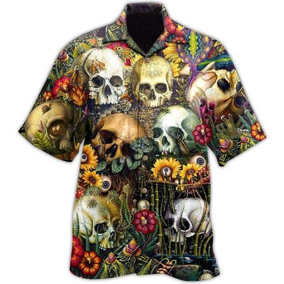 Skull Creative Print Fashion Casual Men's Shirt