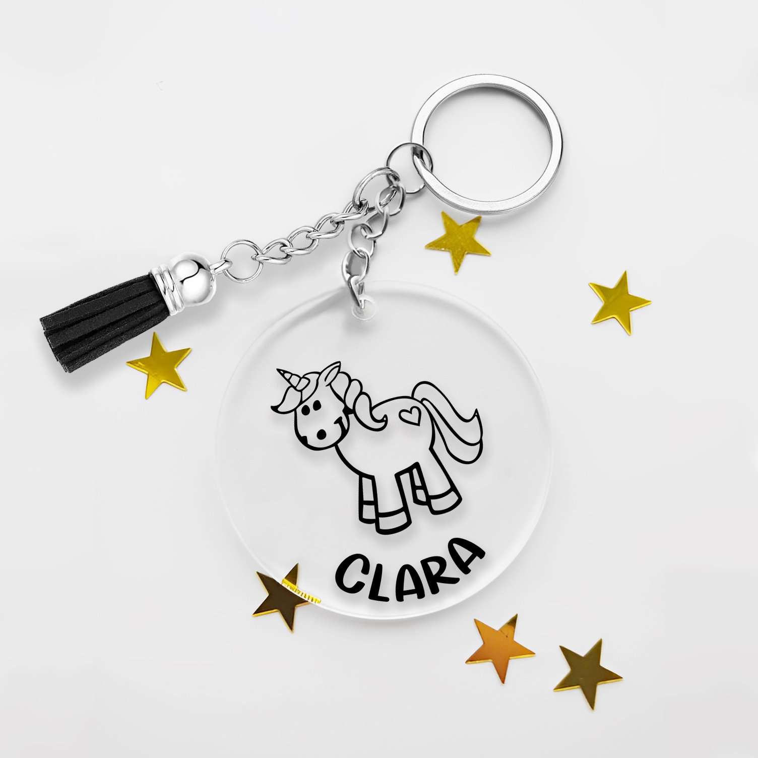Porte-clés Licorne Navaris - Cœur étoile Nuage Métal Avec Mousqueton