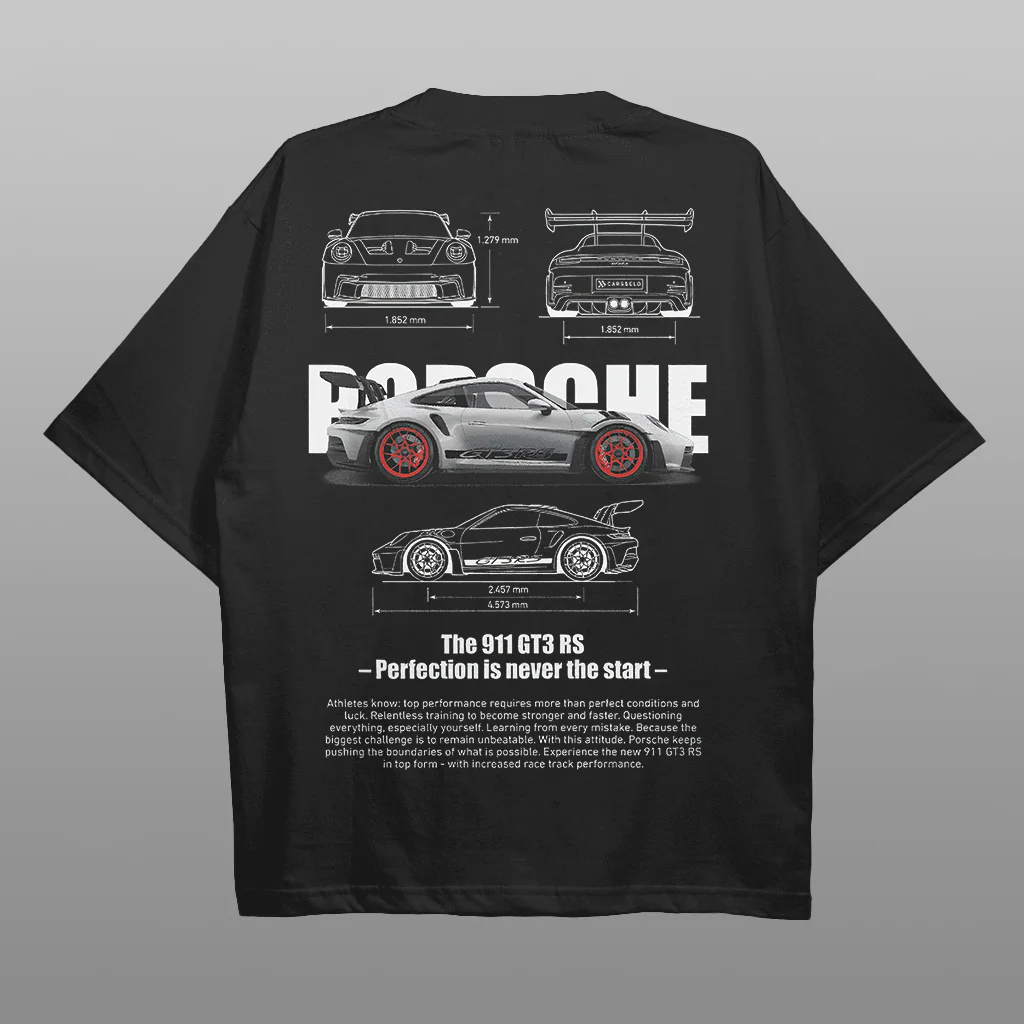 Porsche 911 GT3 RS Car Printed Men's Oversized T-shirts - Devcarry