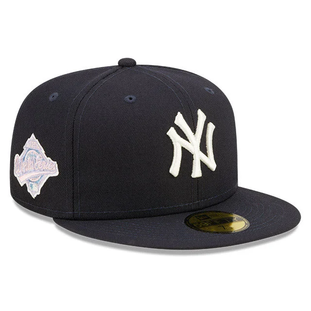 New Era 59Fifty Pop Sweat New York Yankees 1996 World Series Patch Pink UV Hat - Navy QueenFunky