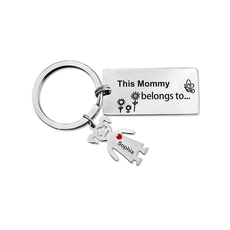 Personalized Family Keychain Custom 1 Name for Kid and Pet Charm