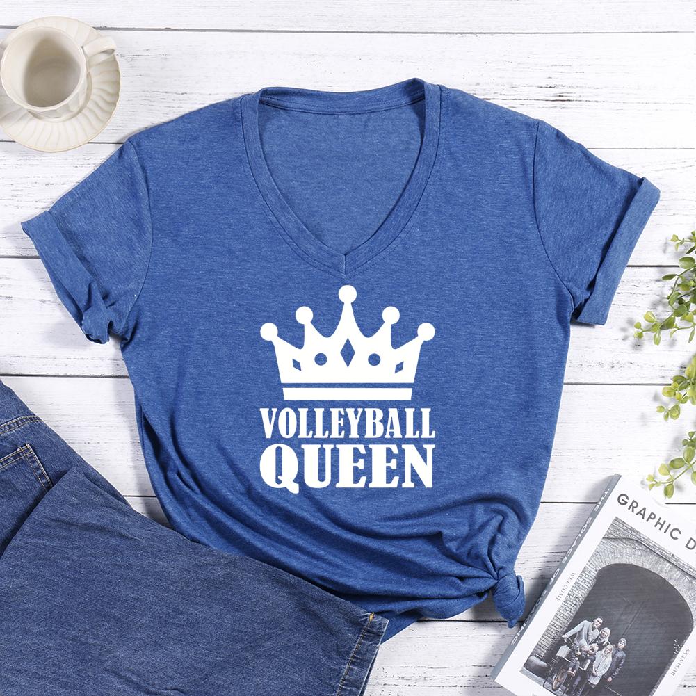 Volleyball Queen V-neck T Shirt-Guru-buzz