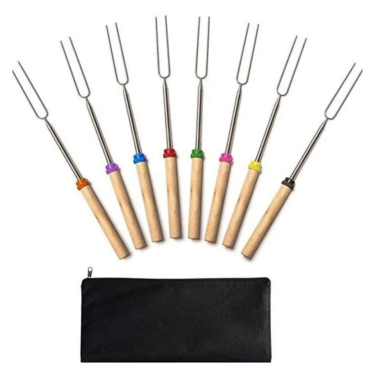 8-Piece Set: Marshmallow Roasting Sticks with Wooden Handle