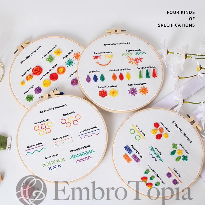 Fumwase 4 Sets Embroidery Kit for Beginners Adults Stamped Embroidery  Stitches Practice Kit Beginner Embroidery Kit for Adults and Kids Needle  Point