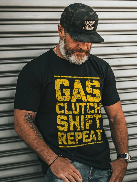 Gas Clutch Shift Repeat Printed Men's T-shirt - Devcarry