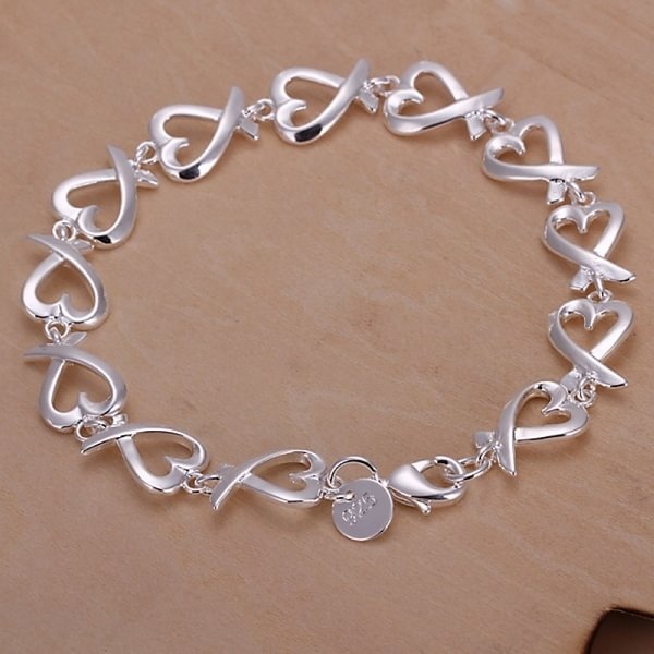 4mm Winsome Fashion 925 Sterling Silver Heart Link Chain Bracelets for Women Jewelry