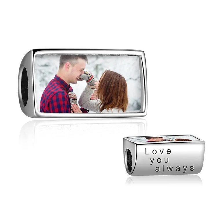 Cuboid Shaped Engraved Photo Charm Only One Charm