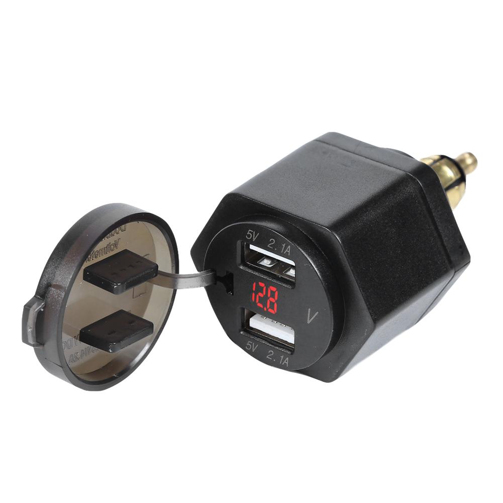 Motorcycle 4.2A Dual USB Charger with Voltmeter for BMW DIN Plug (Red), 501 Original 
Motorcycle 4.2A Dual USB Charger with Voltmeter for BMW DIN Plug (Red), 501 Original