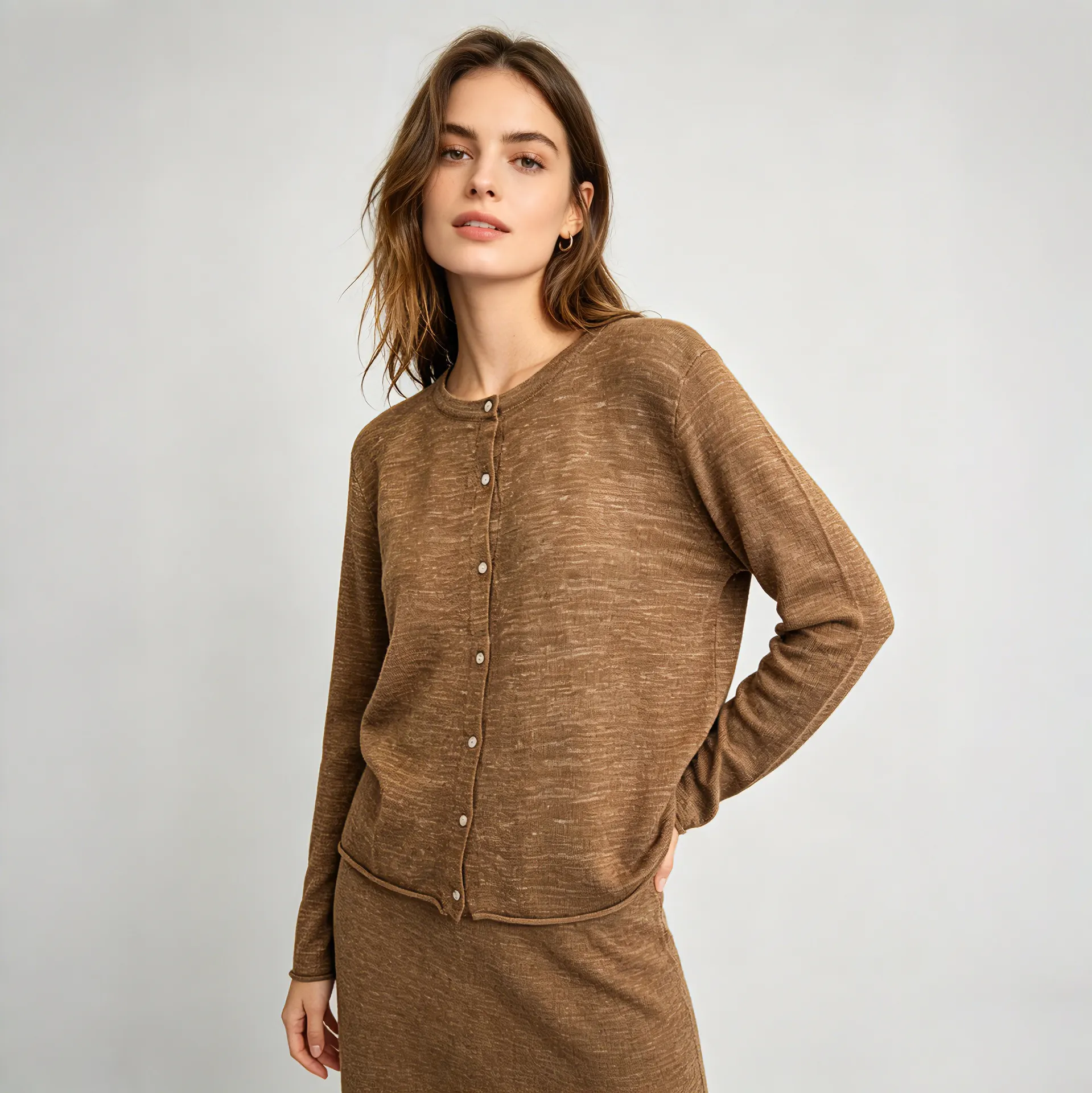 Linen Cardigan Knit Relaxed Fit Summer Vacation REAL SILK LIFE