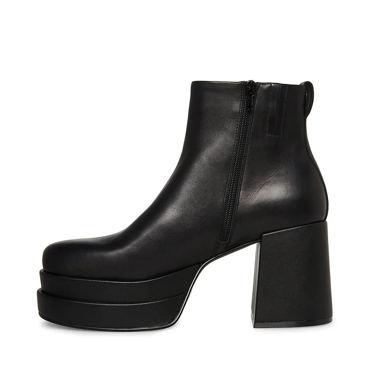 Black Chunky Heel Platform Ankle Boots with Side Zipper Vdcoo