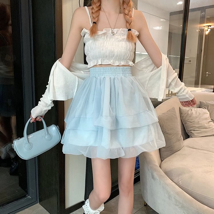 Mesh Mini A-Line Skirt YP4263