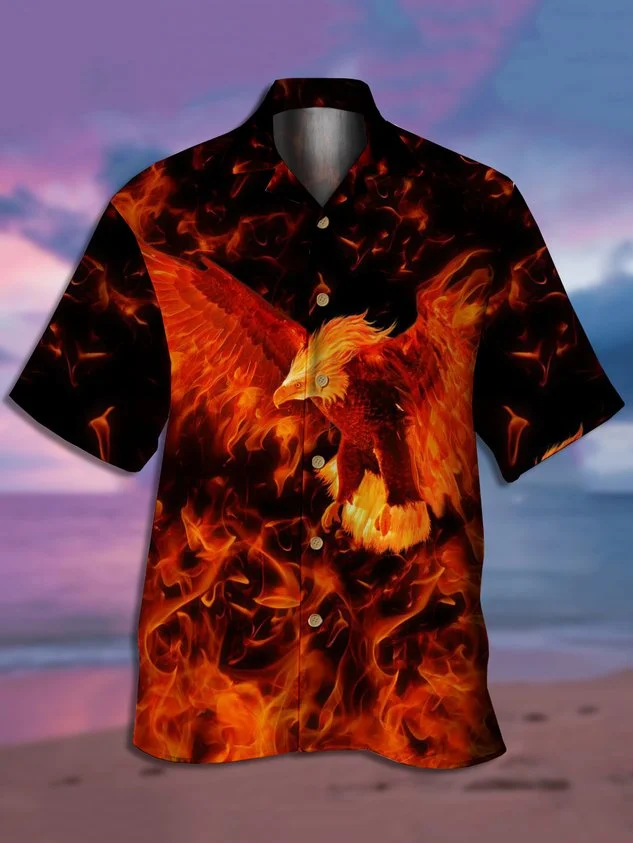 Flame Eagle Short Sleeve Camp Shirt