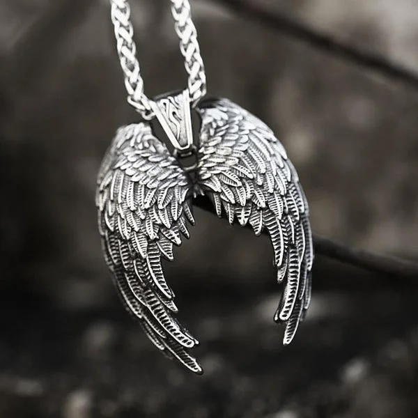Retro Angel Wing Stainless Steel Necklace