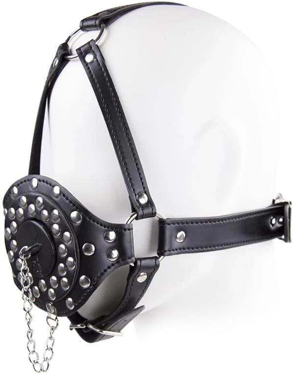 pornhint Pornhint Y-Shape Head Harness with Plug Bondage Leather Mask Gag Muzzled Restraint Mouth Bondage