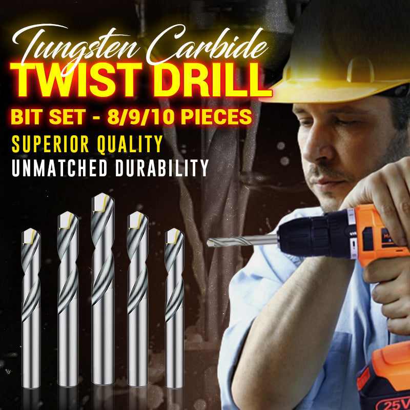 Tungsten Carbide Twist Drill Bit Set 8/9/10 Pieces