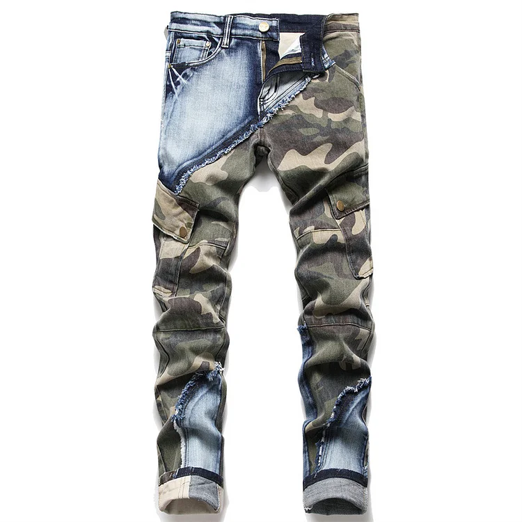 Loose Badge hole jeans for men stylish