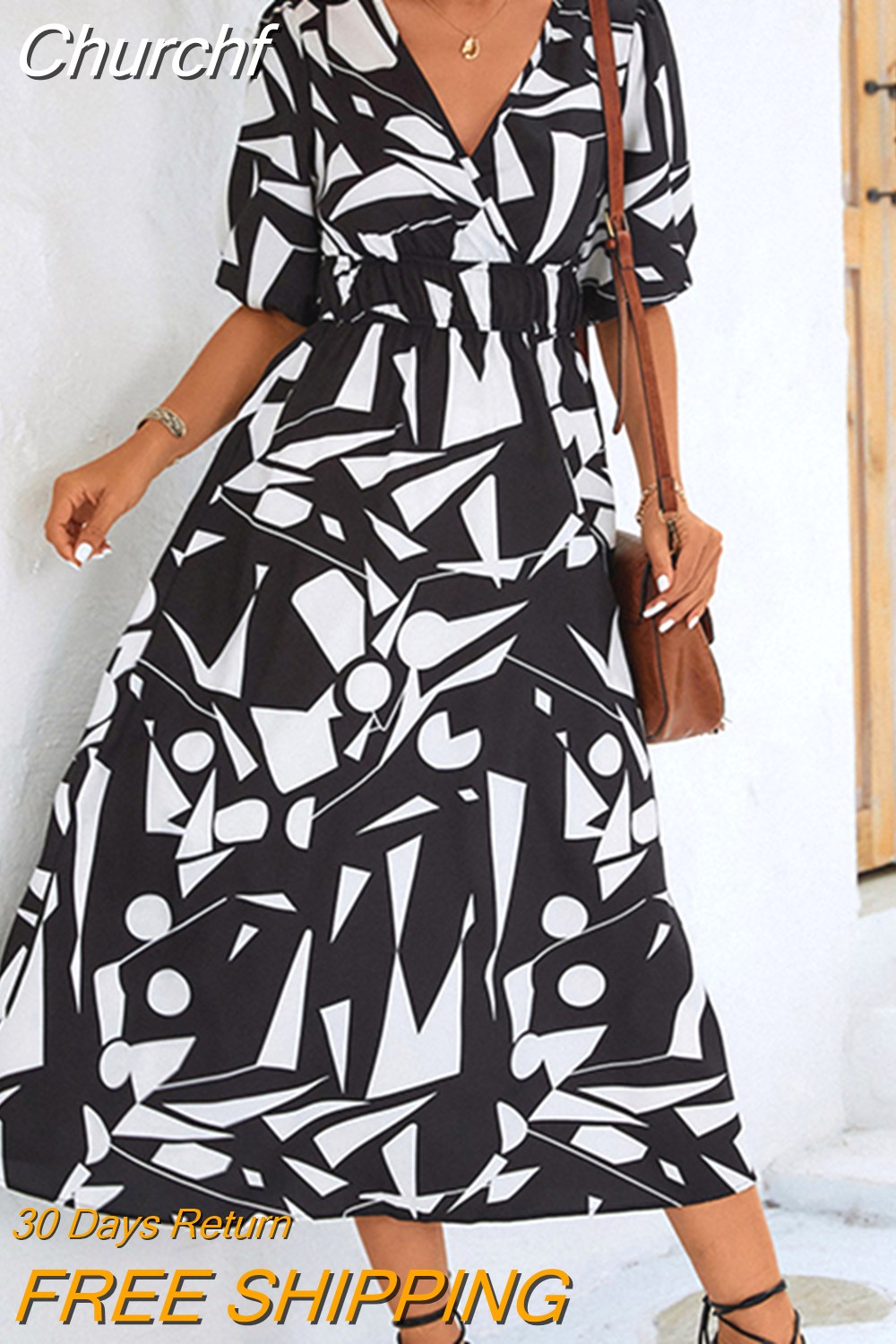 Print halter self tie v neck irregular maxi dress