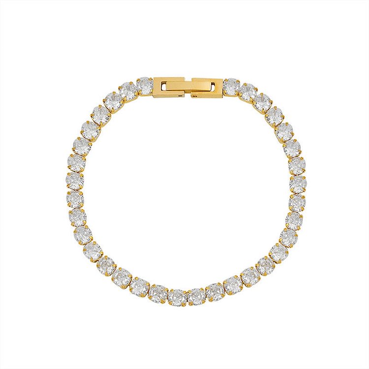 Light luxury fashion full diamond zircon element bracelet titanium steel plated 18K socialshop