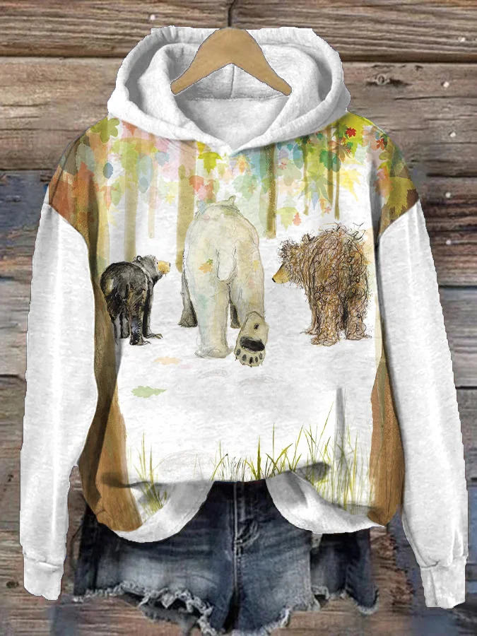 Women's Funny Cute Mama Bear Art Pattern Print Casual Hoodie