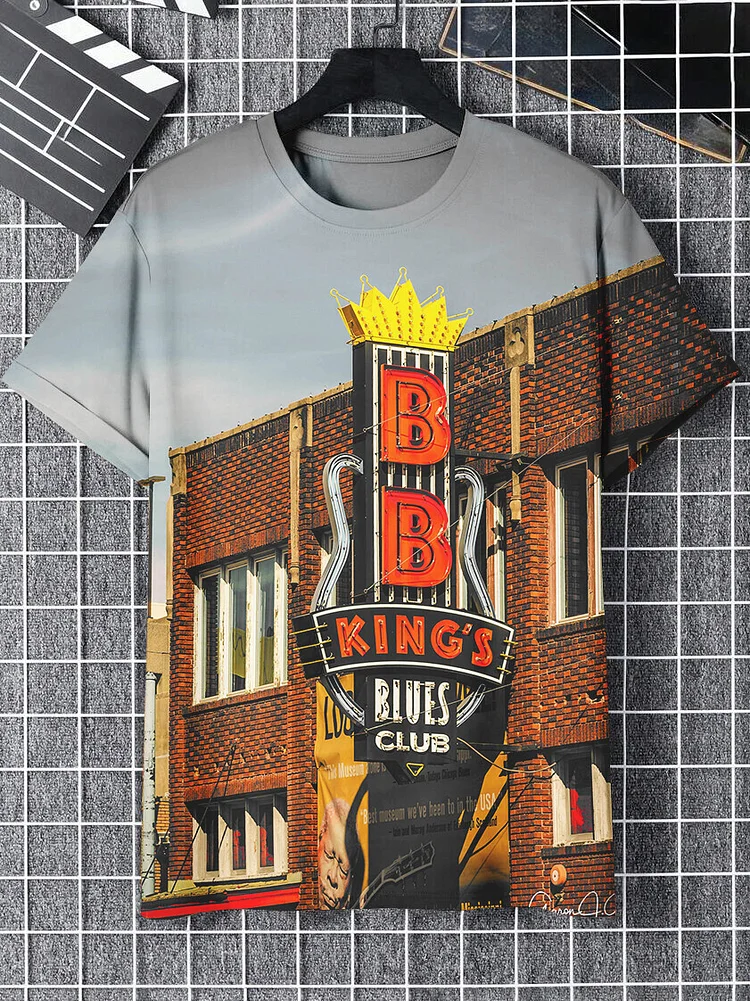 Men's BB King's Blues Club Print Casual T-Shirt