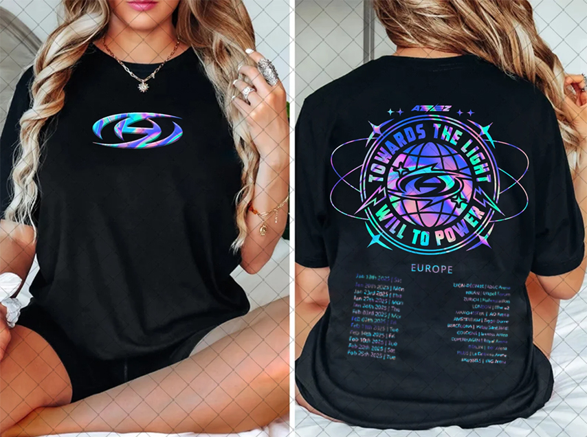 2025 Ateez Towards the Light World Europe Tour Laser Printing T-Shirt