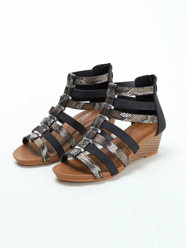 Straps Pointed Toe Zipper Sandals