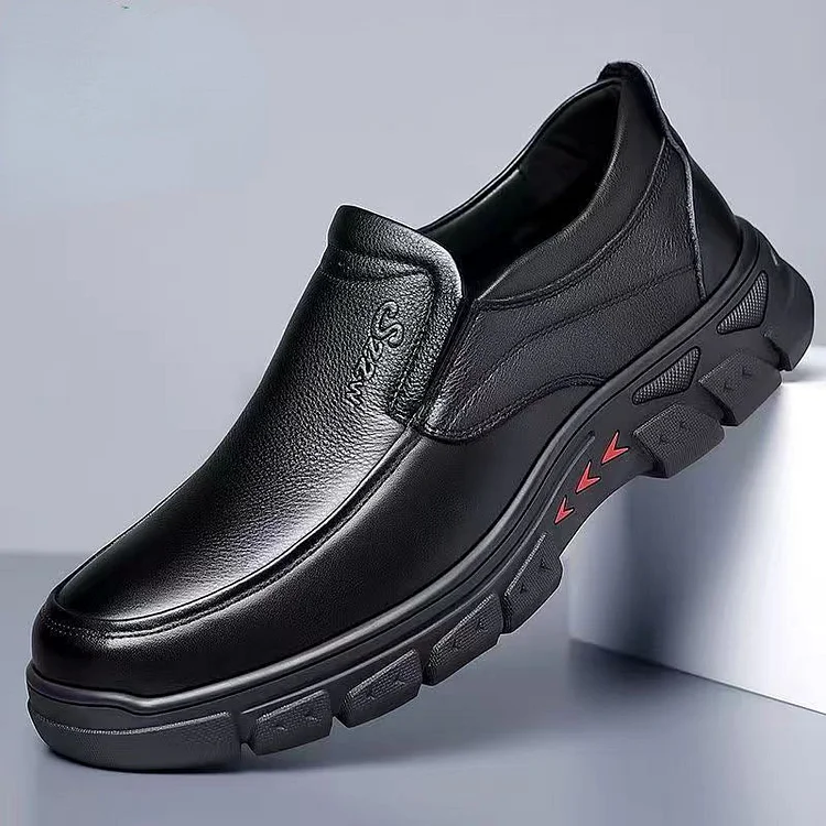Mens Genuine Leather Casual Comfy Arch Support Slip-On Loafers