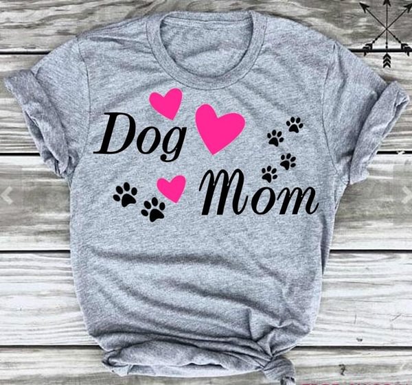 DOG MOM Paw Print Summer Women Cotton Short Sleeve Shirt Mom T Shirt Tops - Shop Trendy Women's Clothing | LoverChic