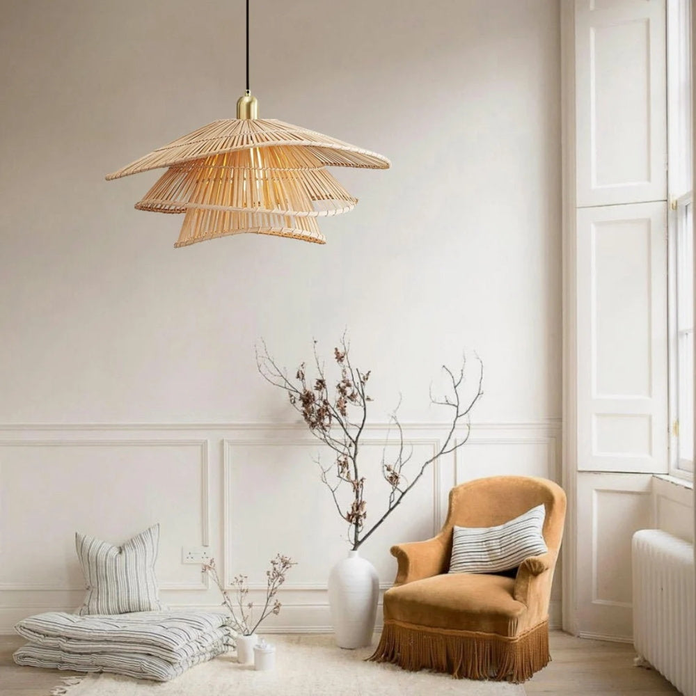 Bamboo Tiered Pendant Lamp Wicker
