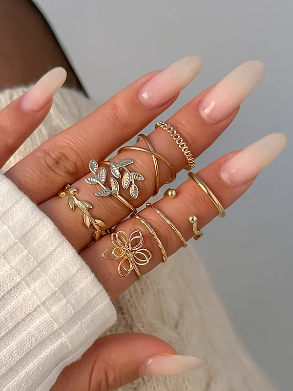 Flower-Embellished Rings Accessories Ring Sets