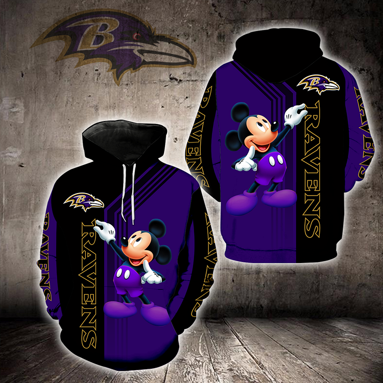 Baltimore Ravens 3D Printed Hooded Pocket Pullover Hoodie