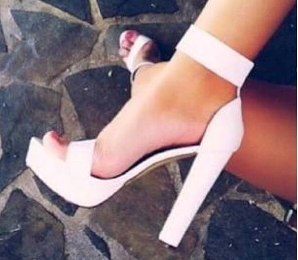 White Ankle Strap Sandals Platform Chunky Heels |FSJ Shoes