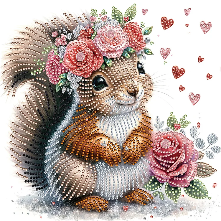 Flowered Squirrel 30*30CM (Canvas) Special Drill Diamond Painting gbfke