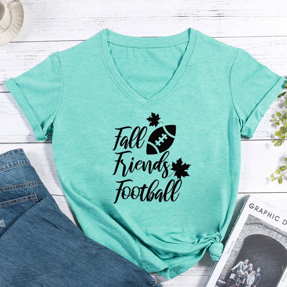 Fall Friends Football V-neck T Shirt-Guru-buzz