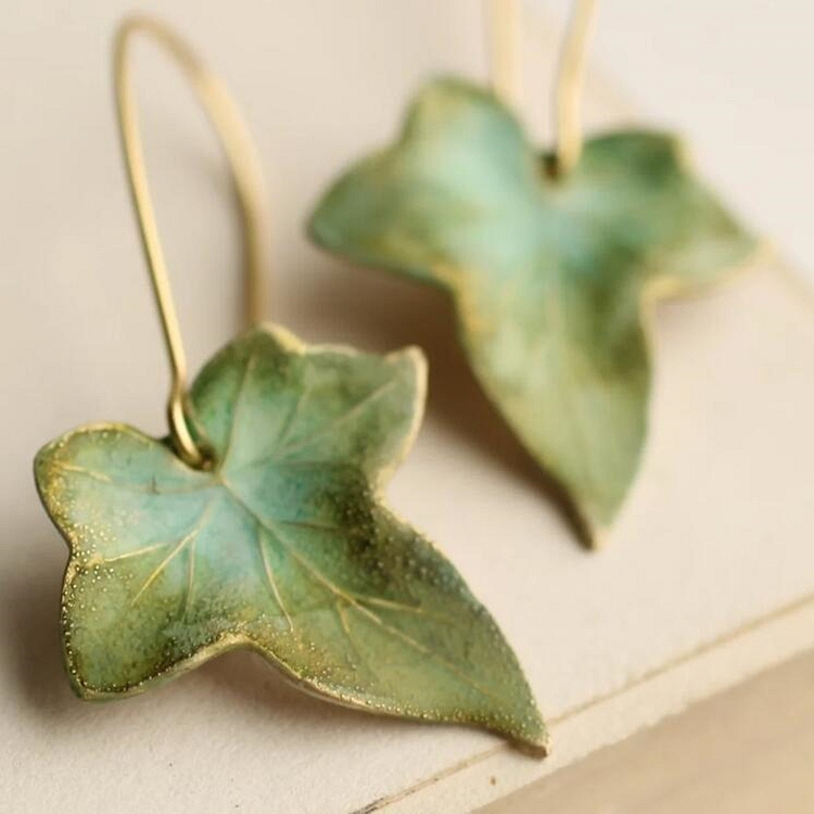 Vintage Green Leaf Earrings