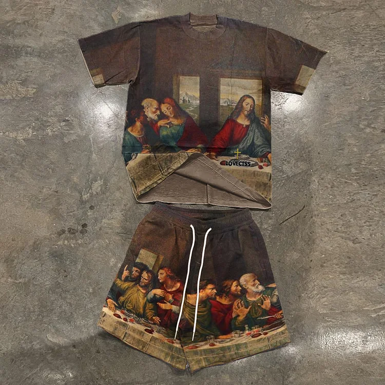 The Last Supper Art Print T-Shirt And Shorts Co-Ord