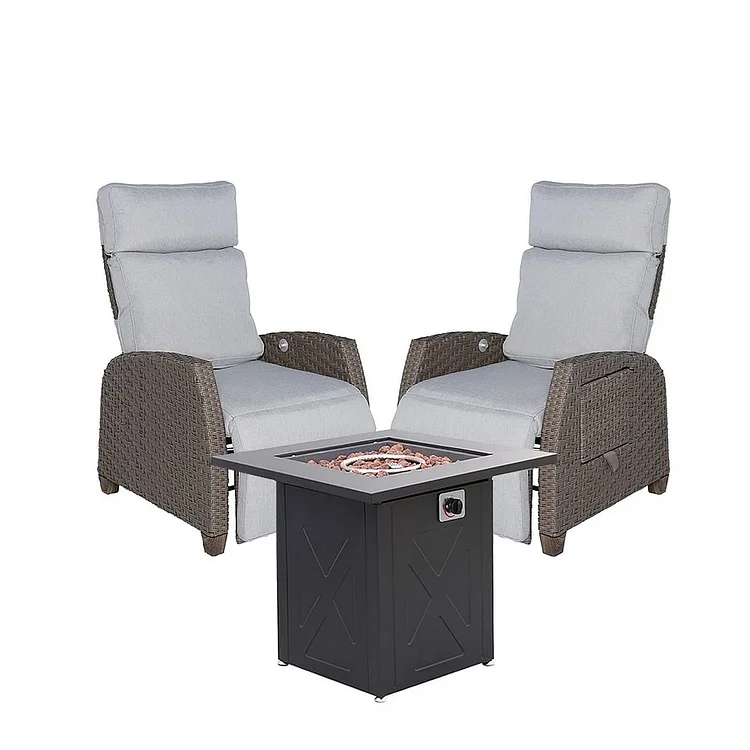 GRAND PATIO MOOR Outdoor Recliner with Fire Pit Table Furniture Sets