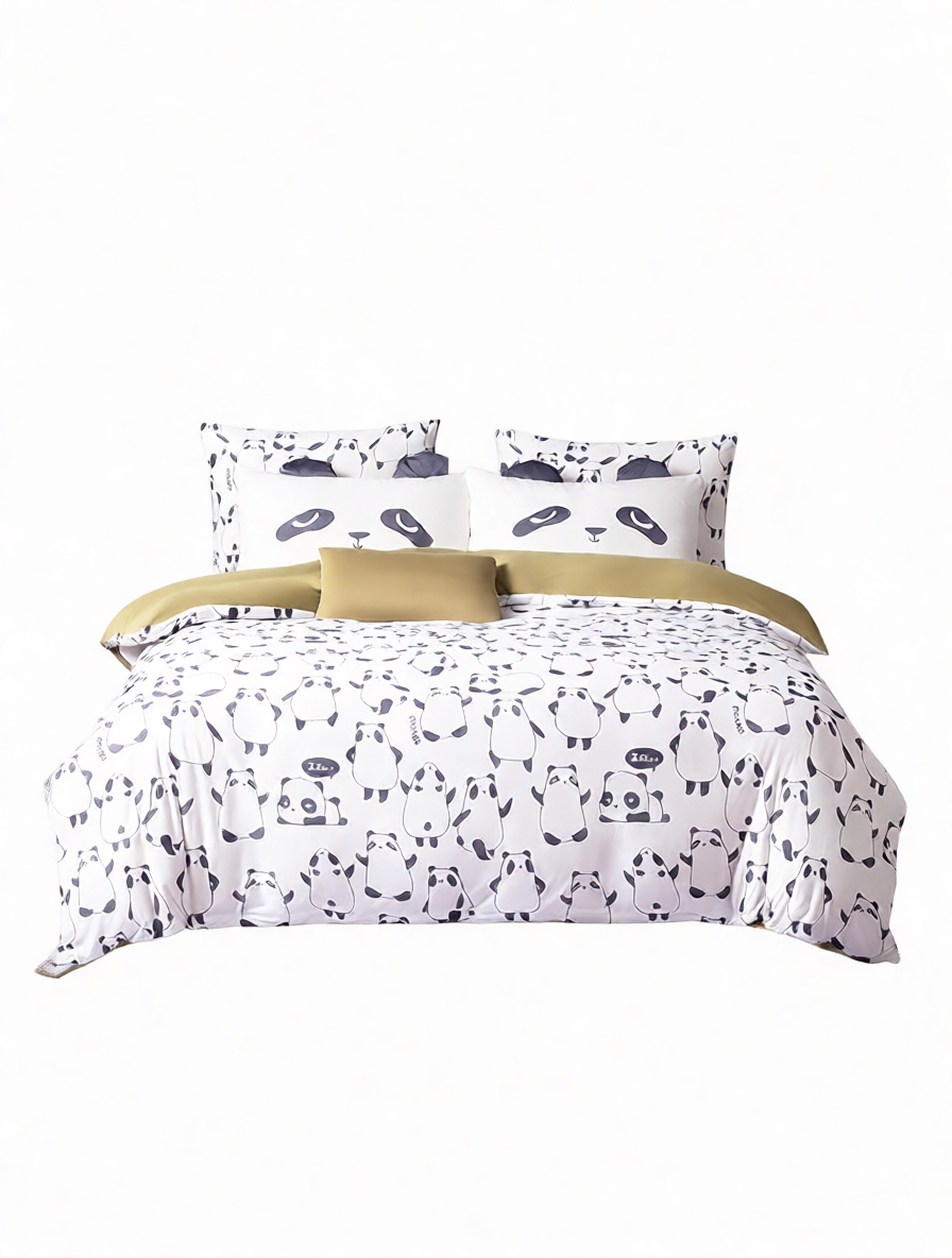 Marshmallow Goose Catching Kit Duvet Cover Set with Playful Duck Print