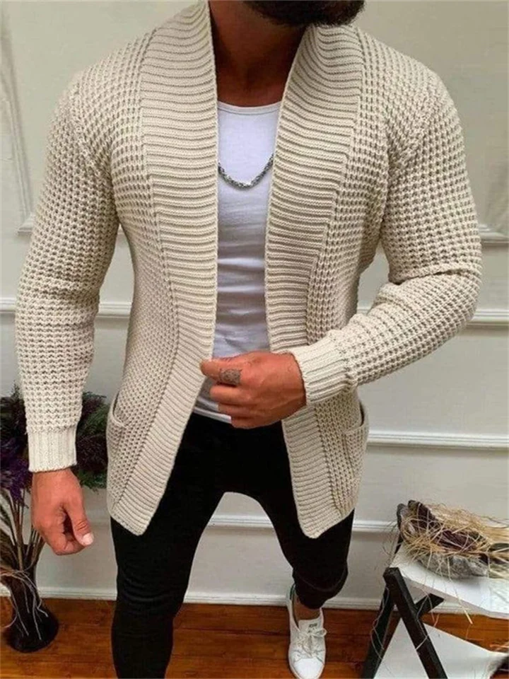 Men's Sweater Cardigan Sweater Ribbed Knit Cropped Knitted V Neck Clothing Apparel Winter Fall Black Blue S M L-Cosfine